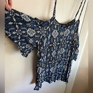 Torrid Blue and White Floral Top